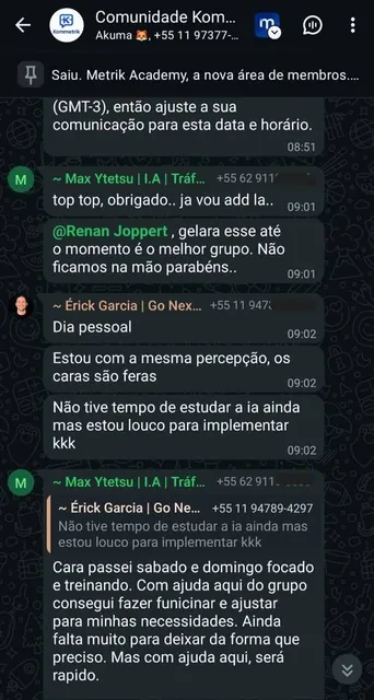 Depoimento real de aluno da Metrik