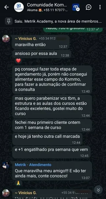 Depoimento real de aluno da Metrik